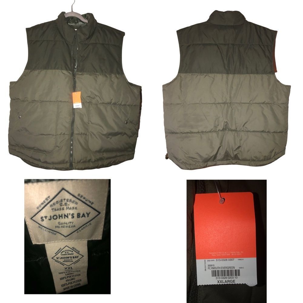 St. John's Bay Mens 2XL Two Tone Puffer Vest